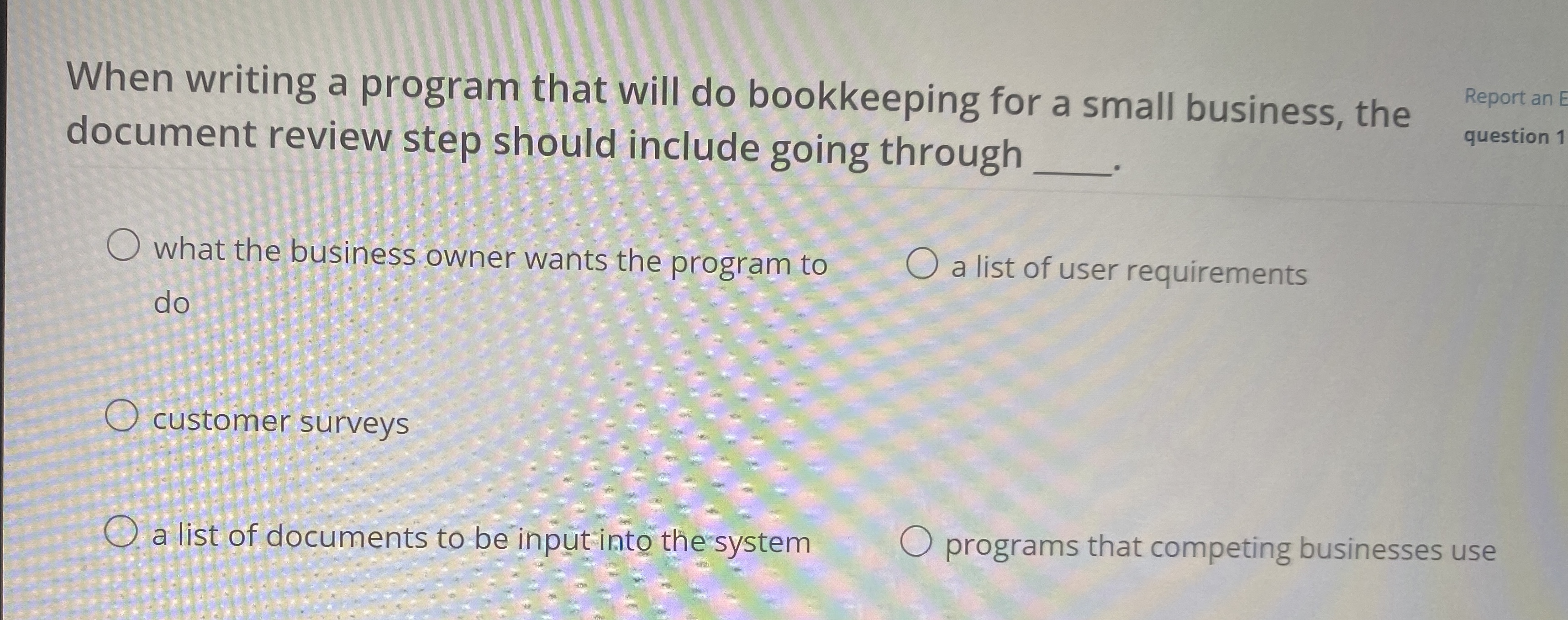 When writing a program that will do bookkeeping