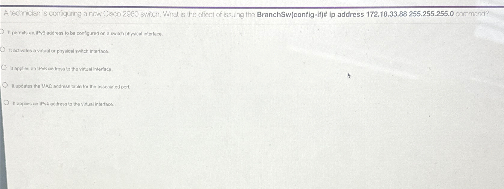 A techniclan is configuring a new Cisco 2 9 6 0
