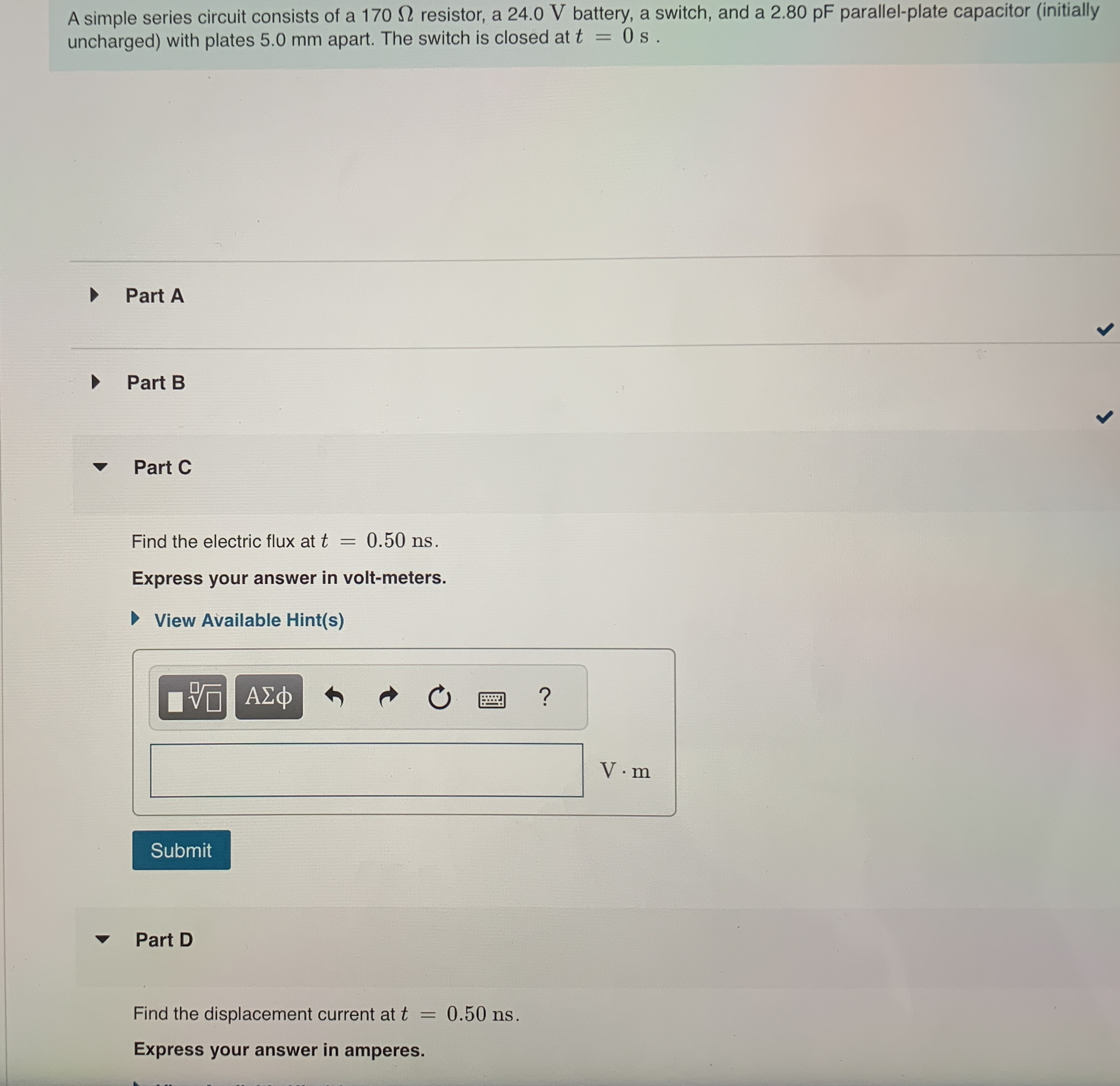 A simple series circuit consists of a 1 7 0