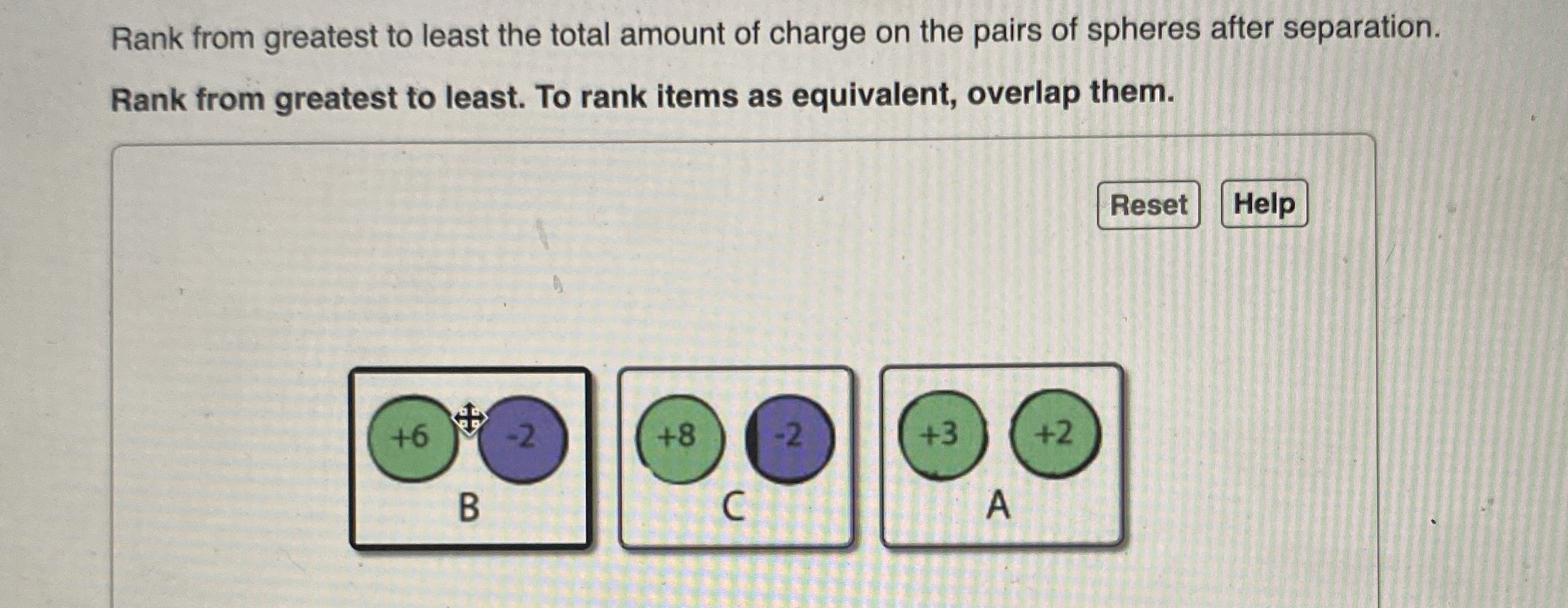 Rank from greatest to least the total amount of