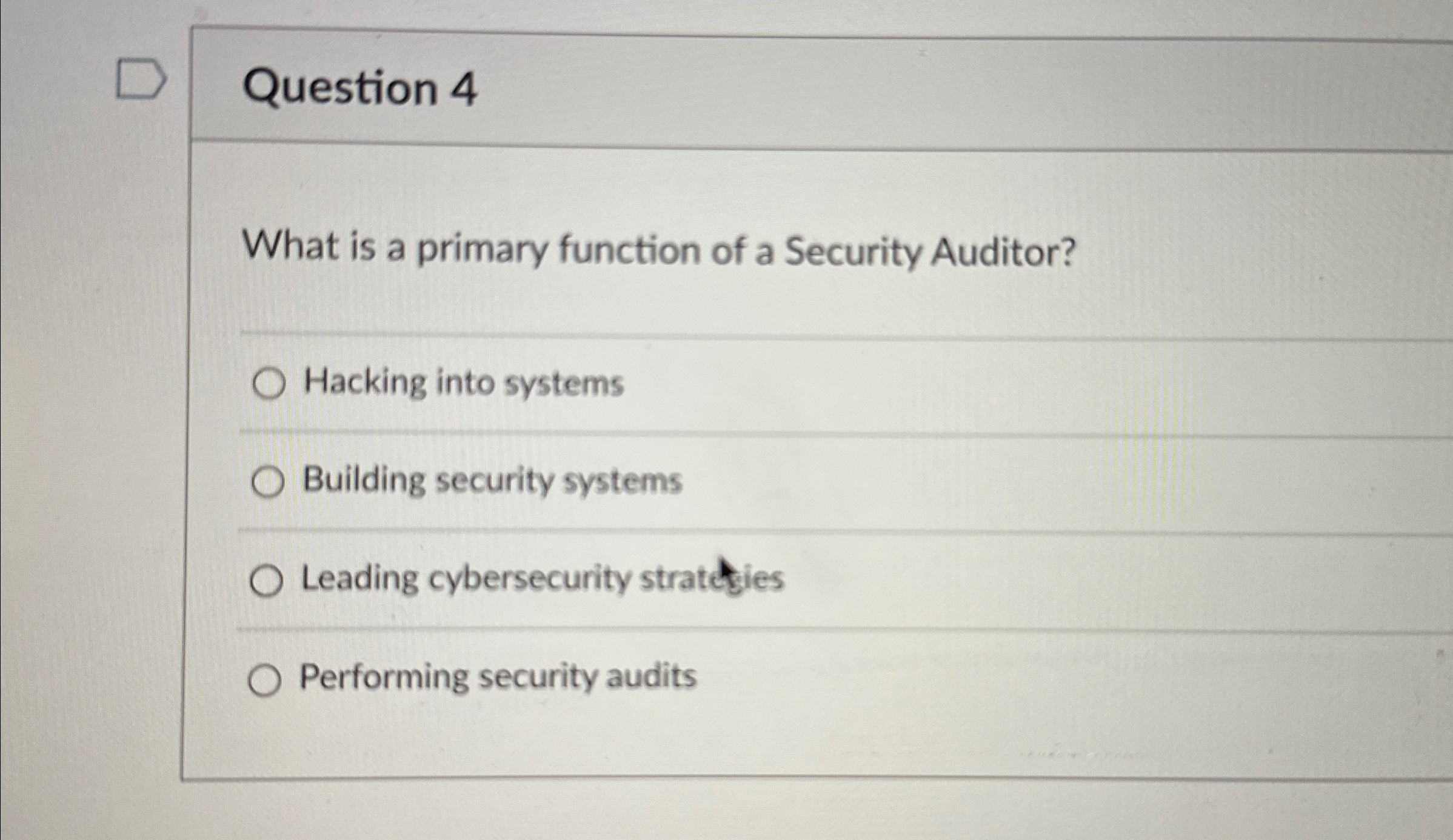 Question 4 What is a primary function of a