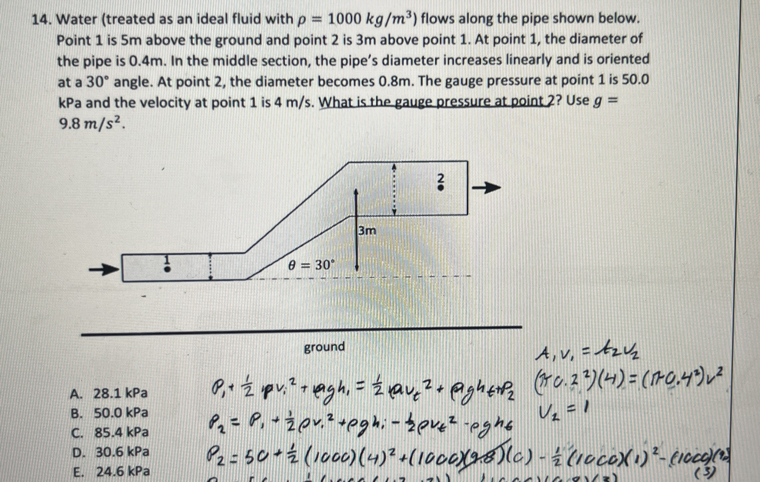 Water ( treated as an ideal fluid with = 1 0 0 0