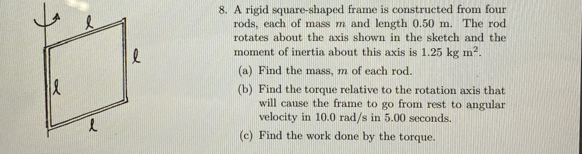 A rigid square - shaped frame is constructed from