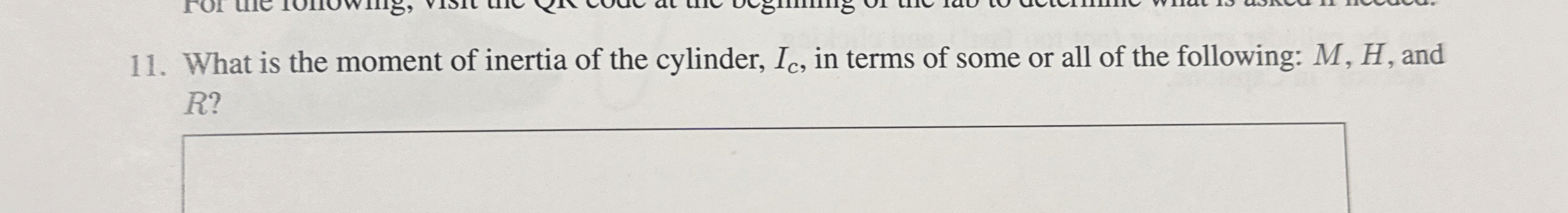 What is the moment of inertia of the cylinder, I