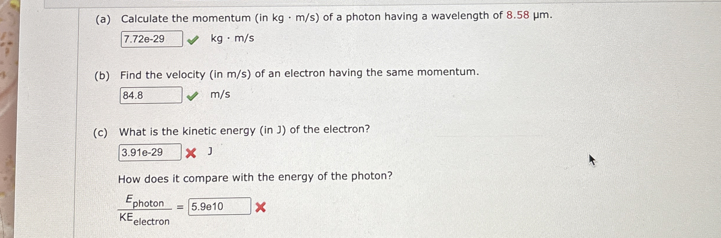 ( a ) Calculate the momentum ( in k g * m s ) of
