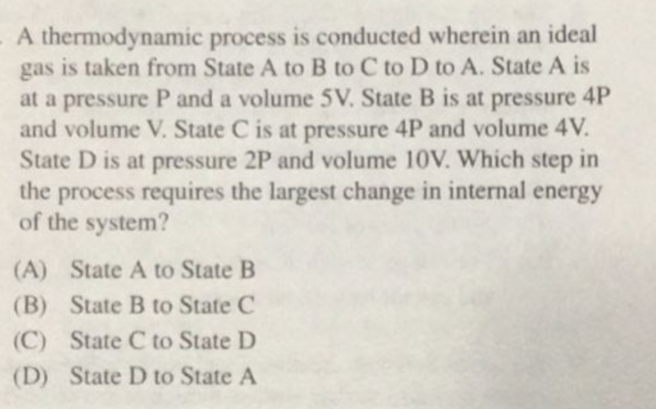 A thermodynamic process is conducted wherein an