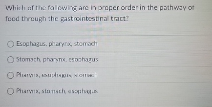 Which of the following are in proper order in the