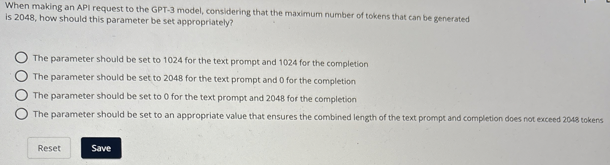 When making an API request to the GPT - 3 model,