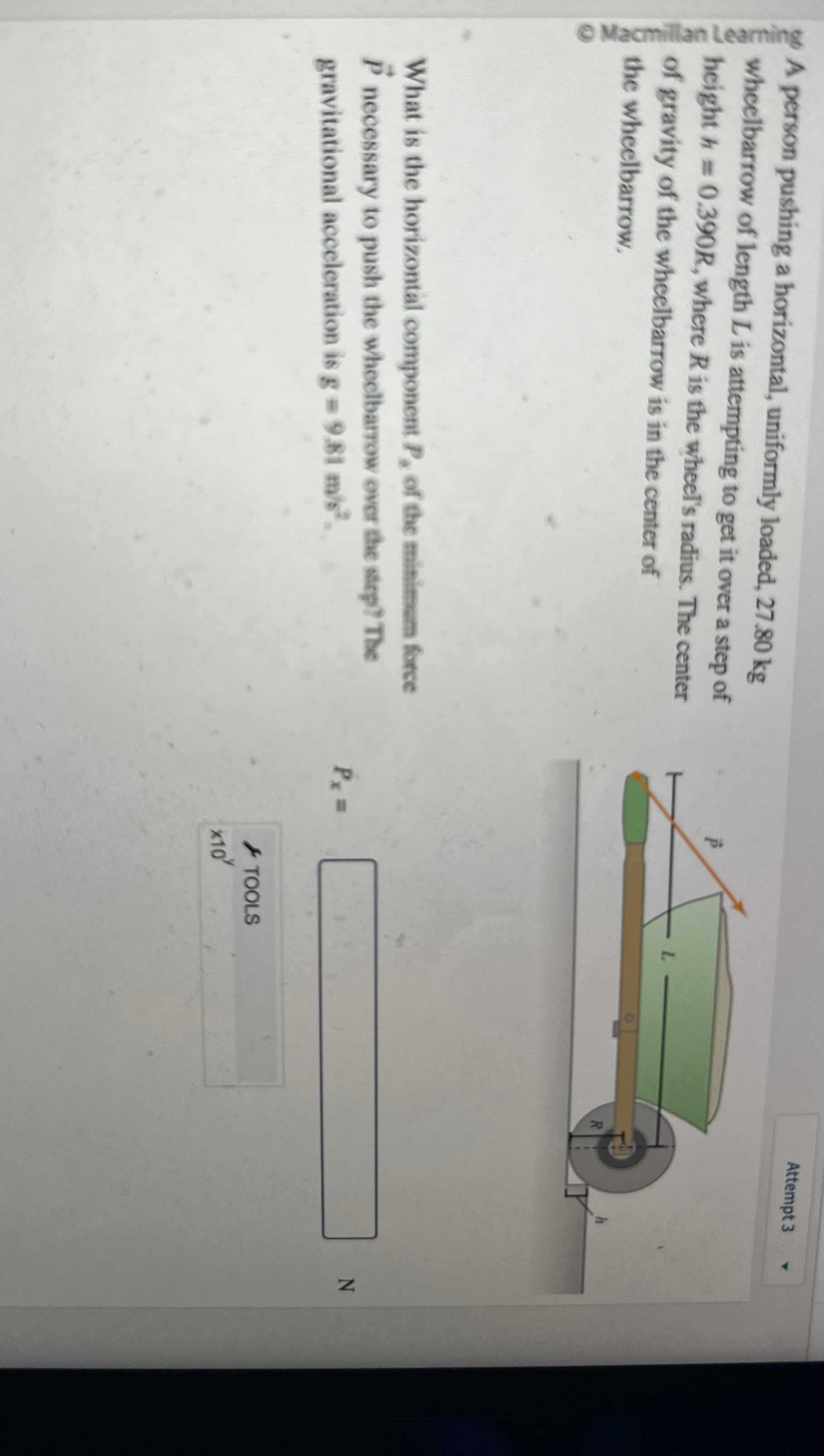 Attempt 3 A person pushing a horizontal,