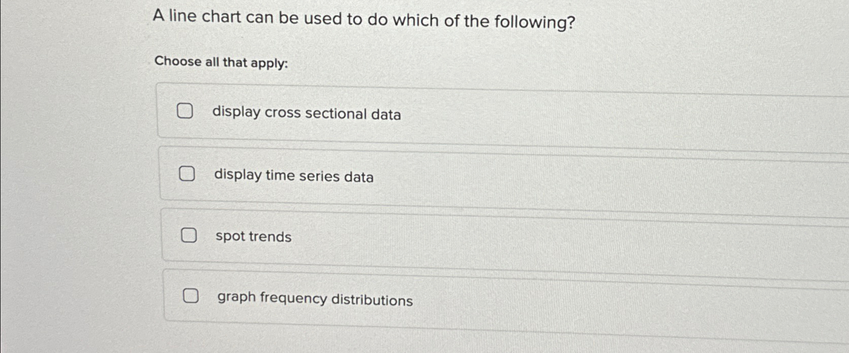 A line chart can be used to do which of the