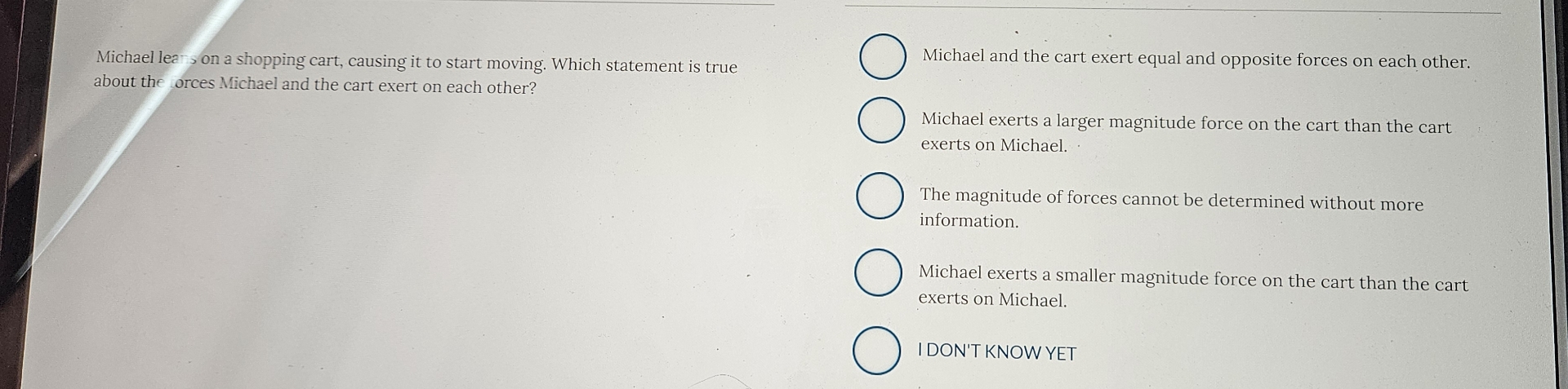 Michael lear on a shopping cart, causing it to