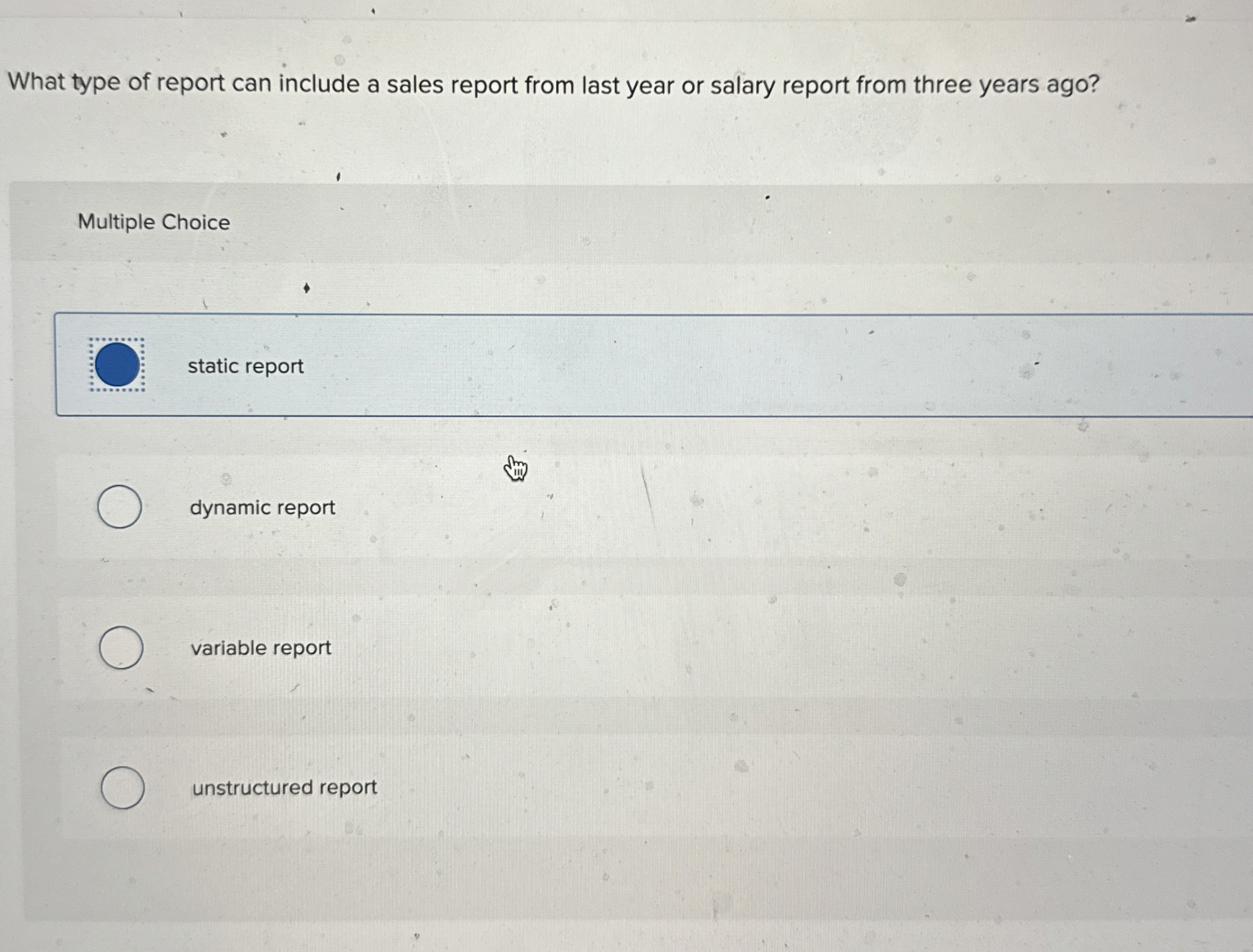 What type of report can include a sales report