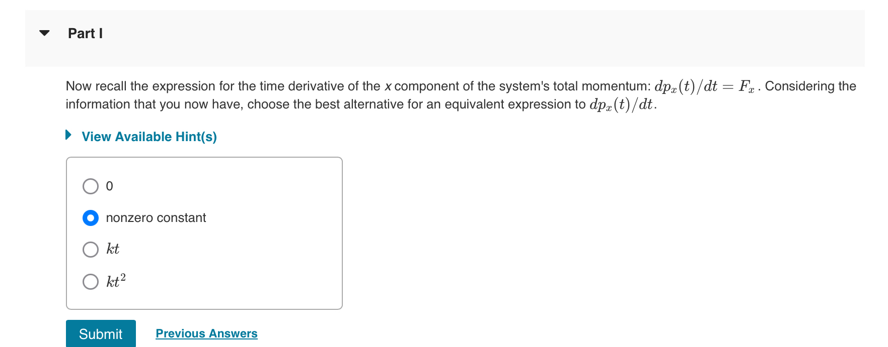 Part I Now recall the expression for the time