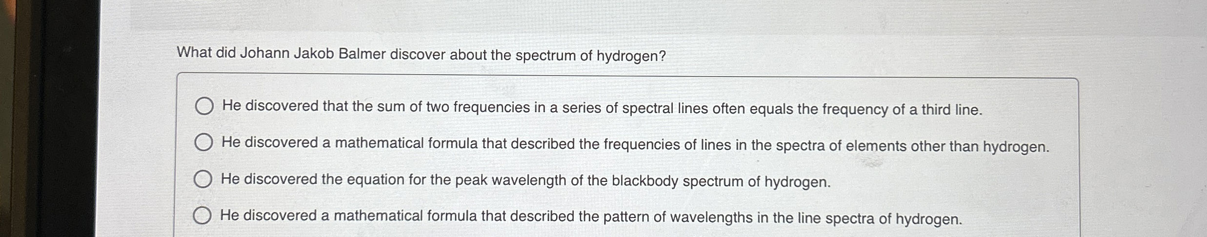 What did Johann Jakob Balmer discover about the