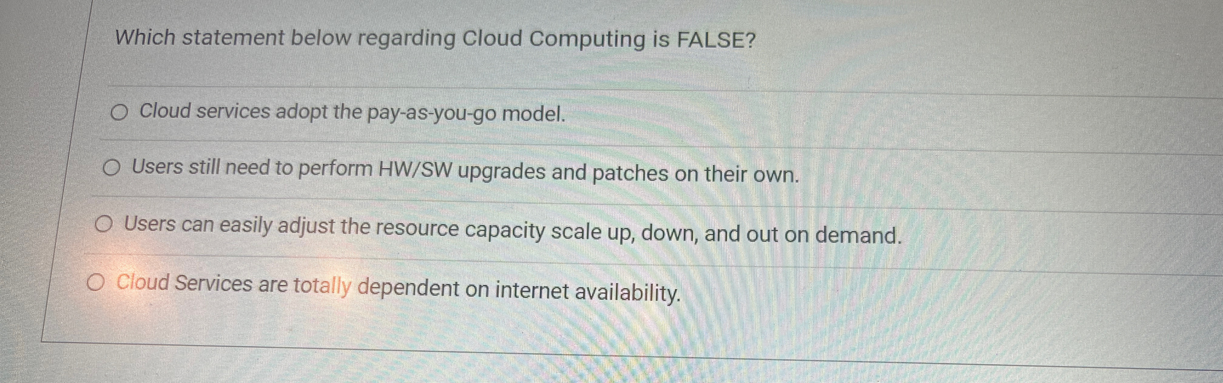 Which statement below regarding Cloud Computing