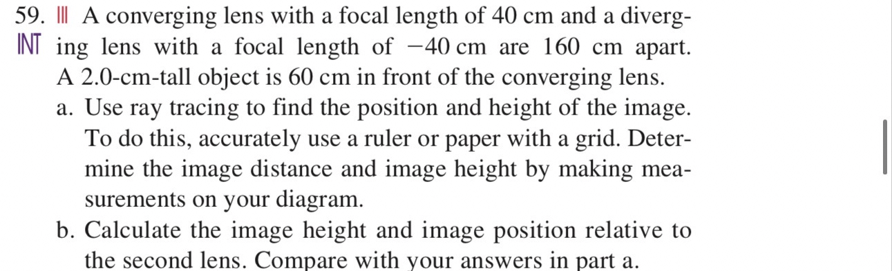 III A converging lens with a focal length of 4 0