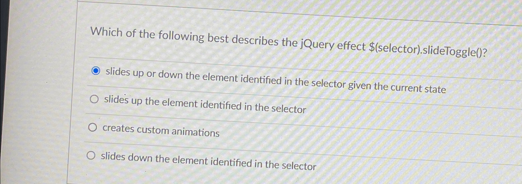 Which of the following best describes the jQuery