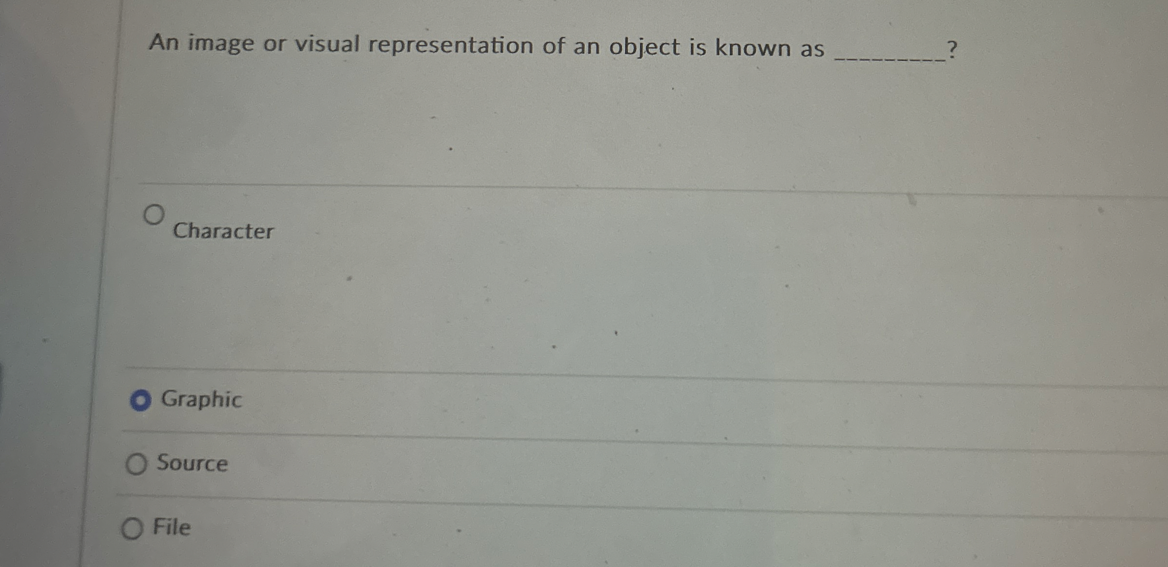 An image or visual representation of an object is