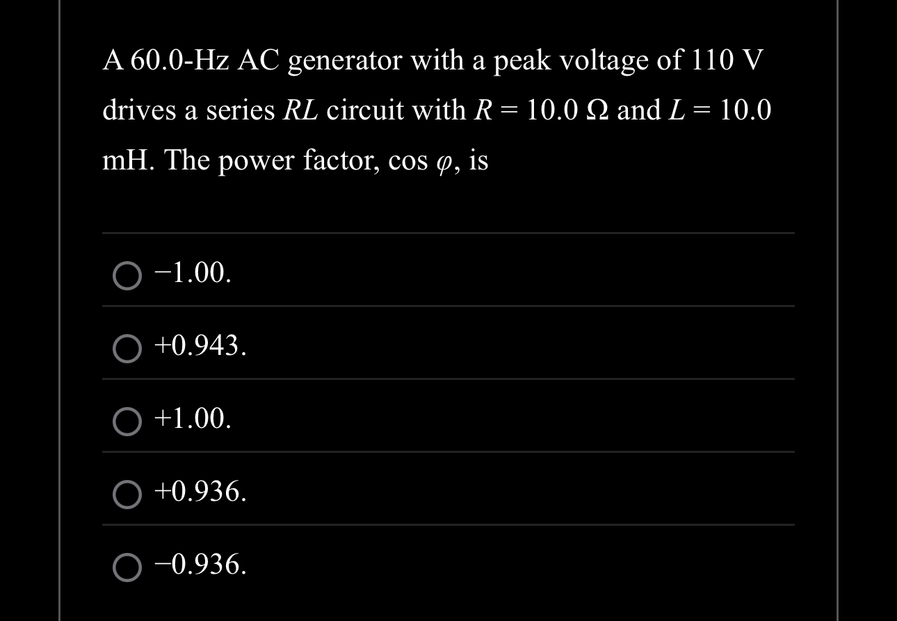 A 6 0 . 0 - Hz AC generator with a peak voltage