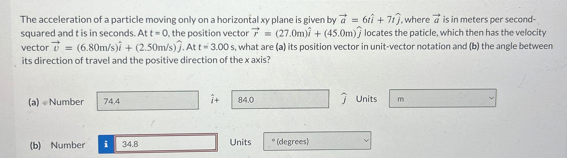 The acceleration of a particle moving only on a