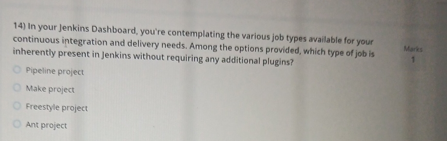 In your Jenkins Dashboard, you're contemplating