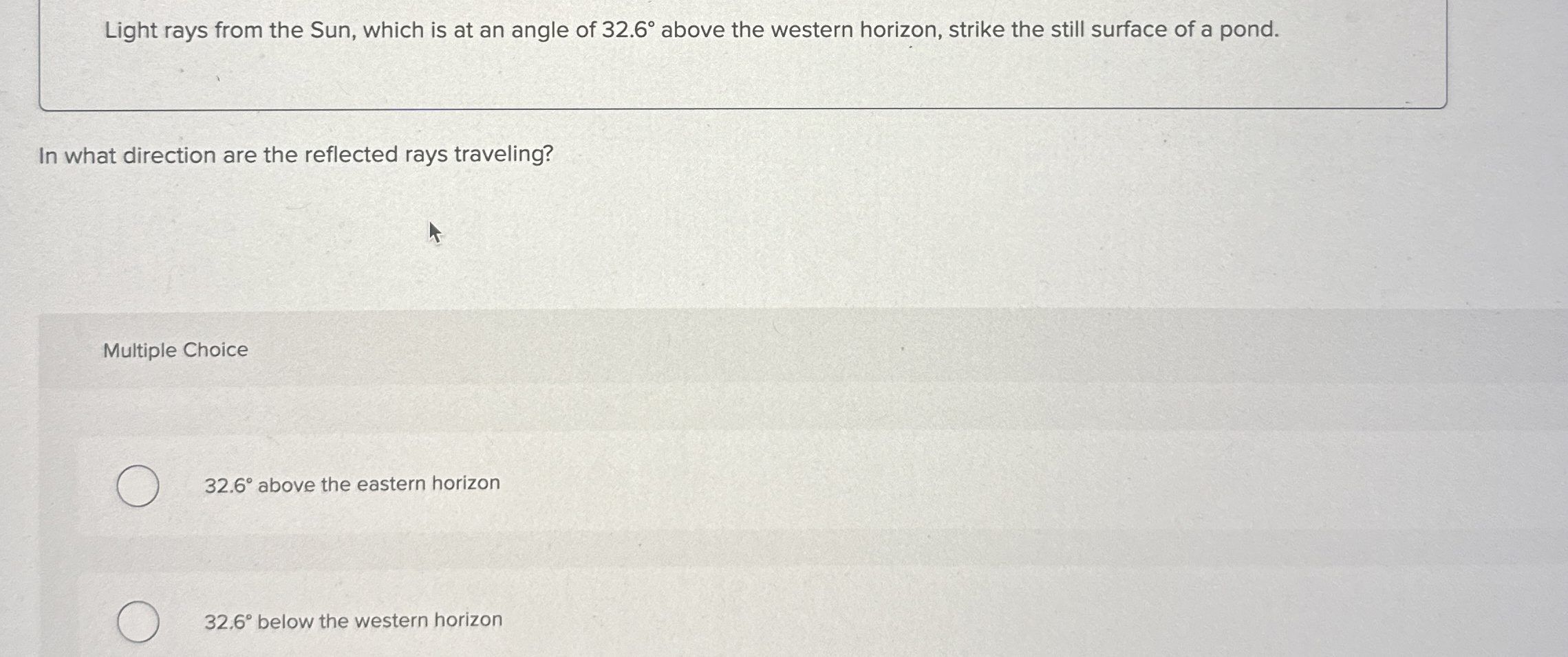 Light rays from the Sun, which is at an angle of