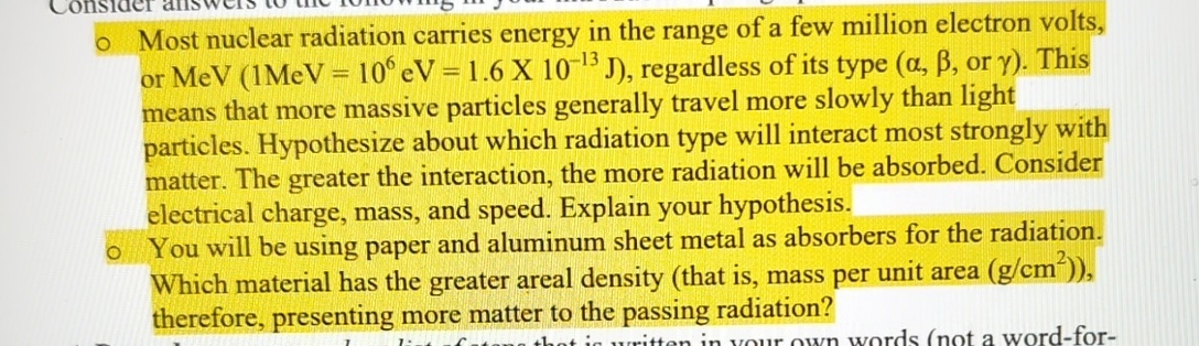 Most nuclear radiation carries energy in the