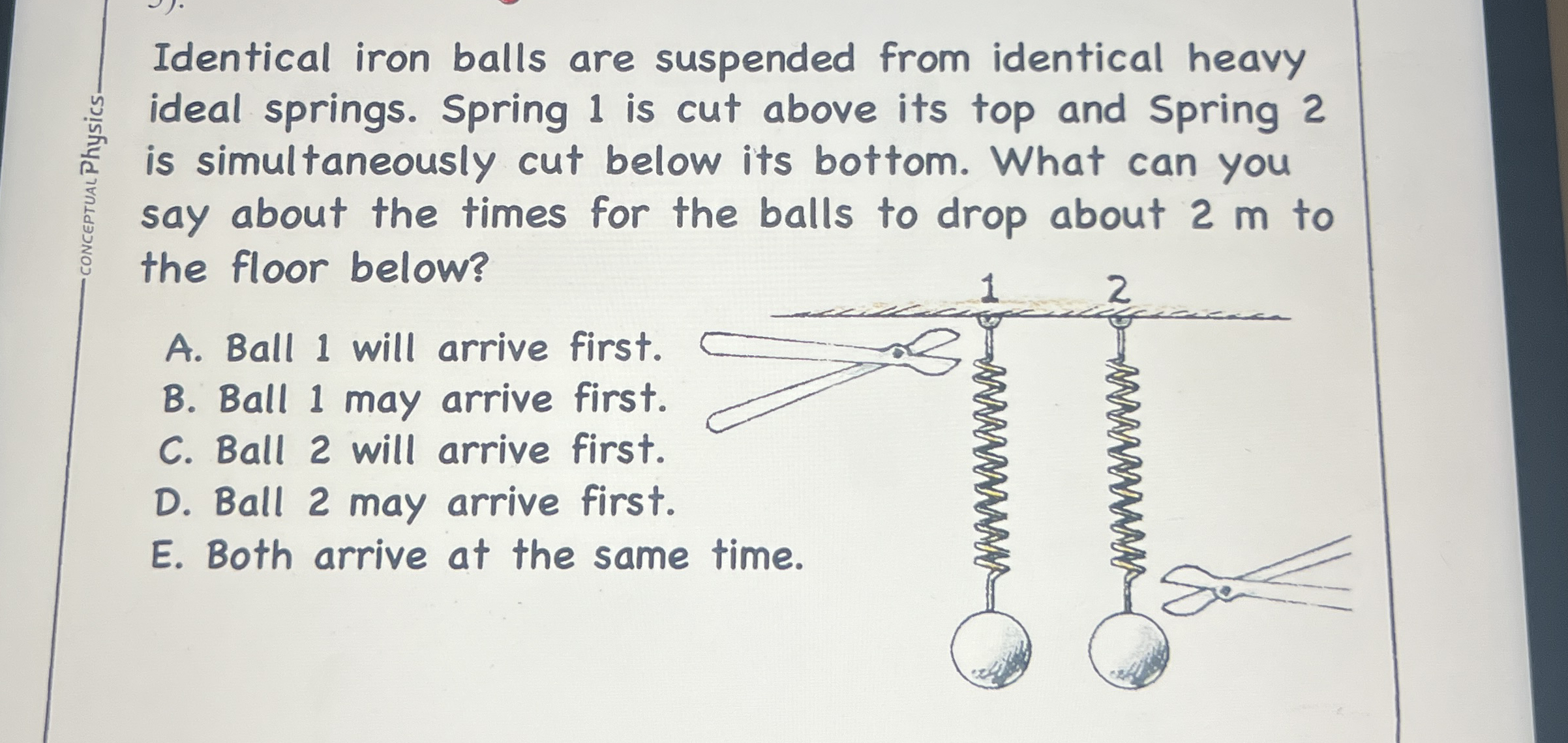 Identical iron balls are suspended from identical
