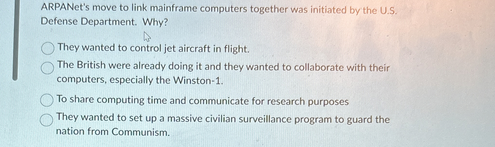ARPANet's move to link mainframe computers