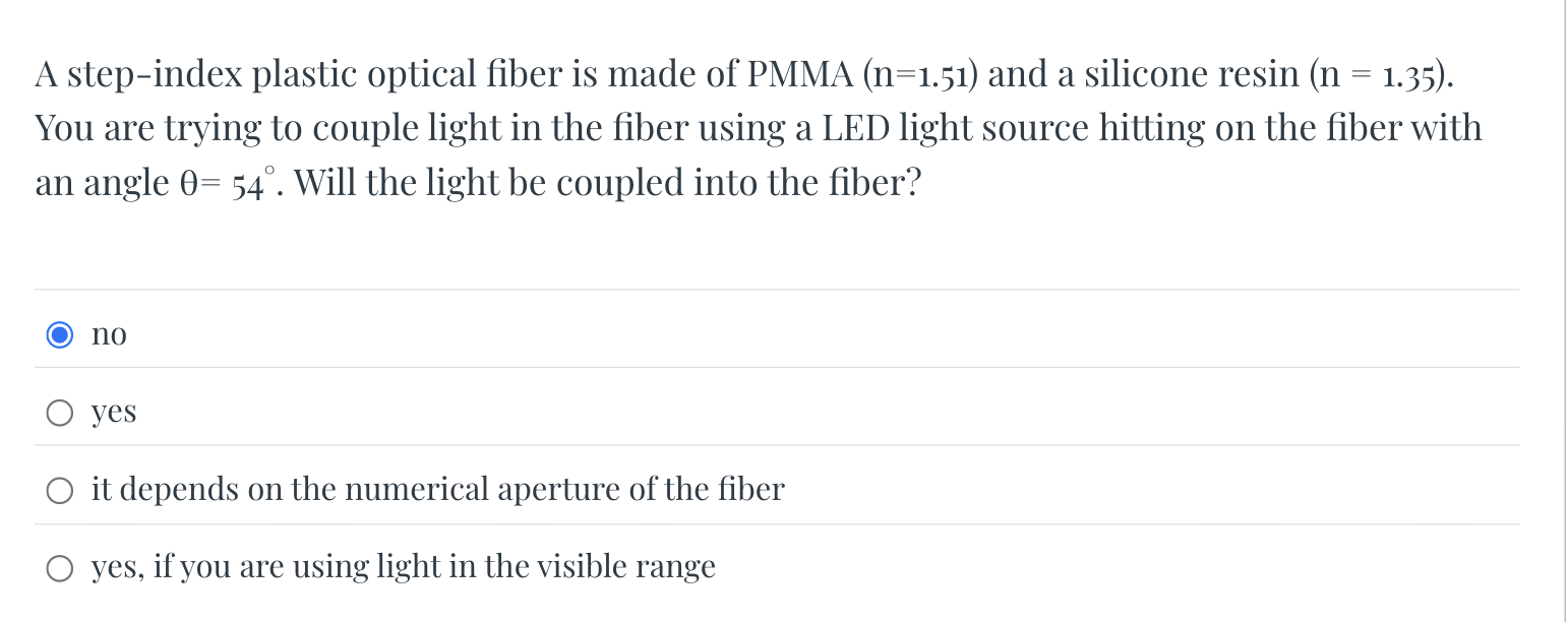 A step - index plastic optical fiber is made of