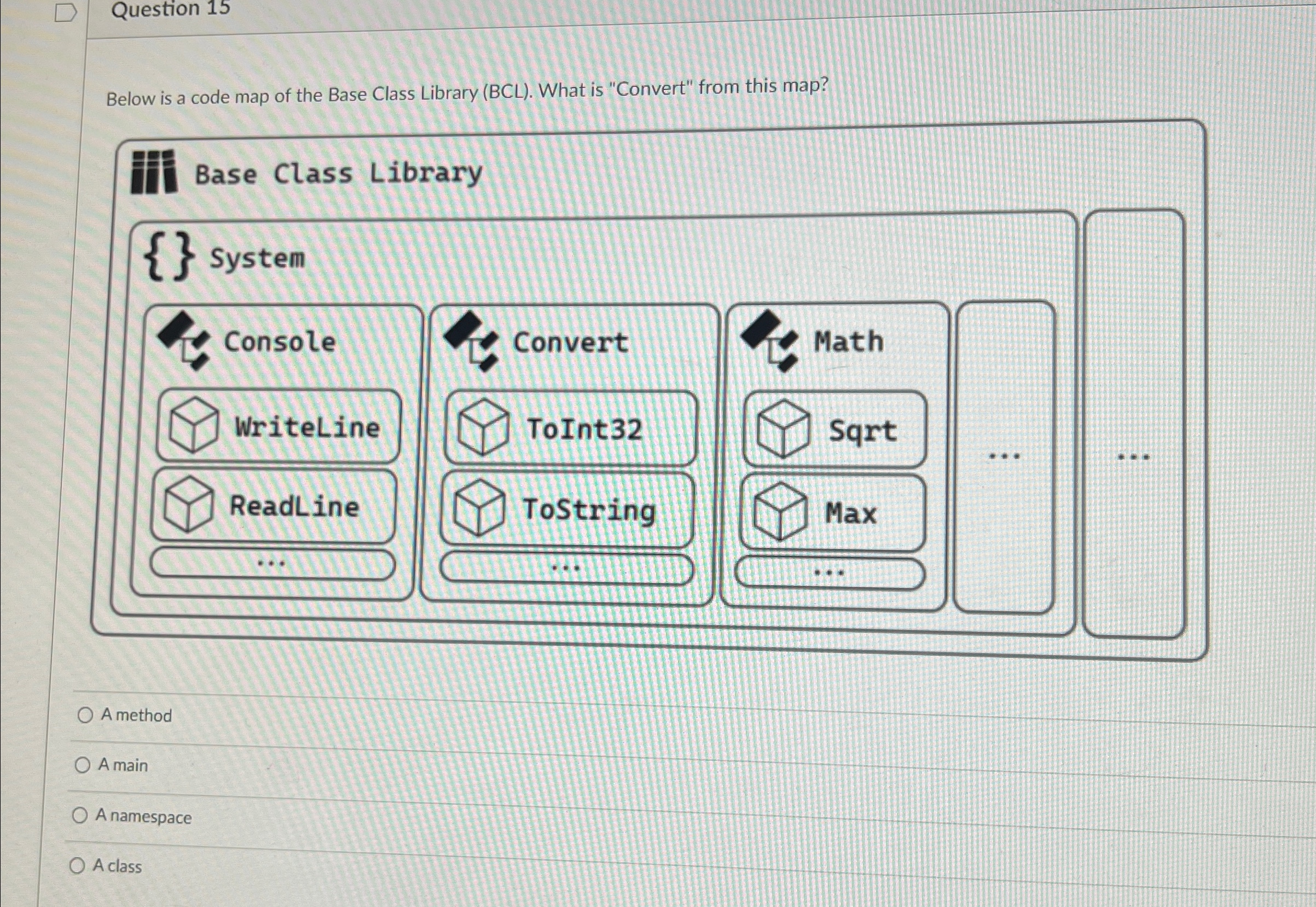 Question 1 5 Below is a code map of the Base