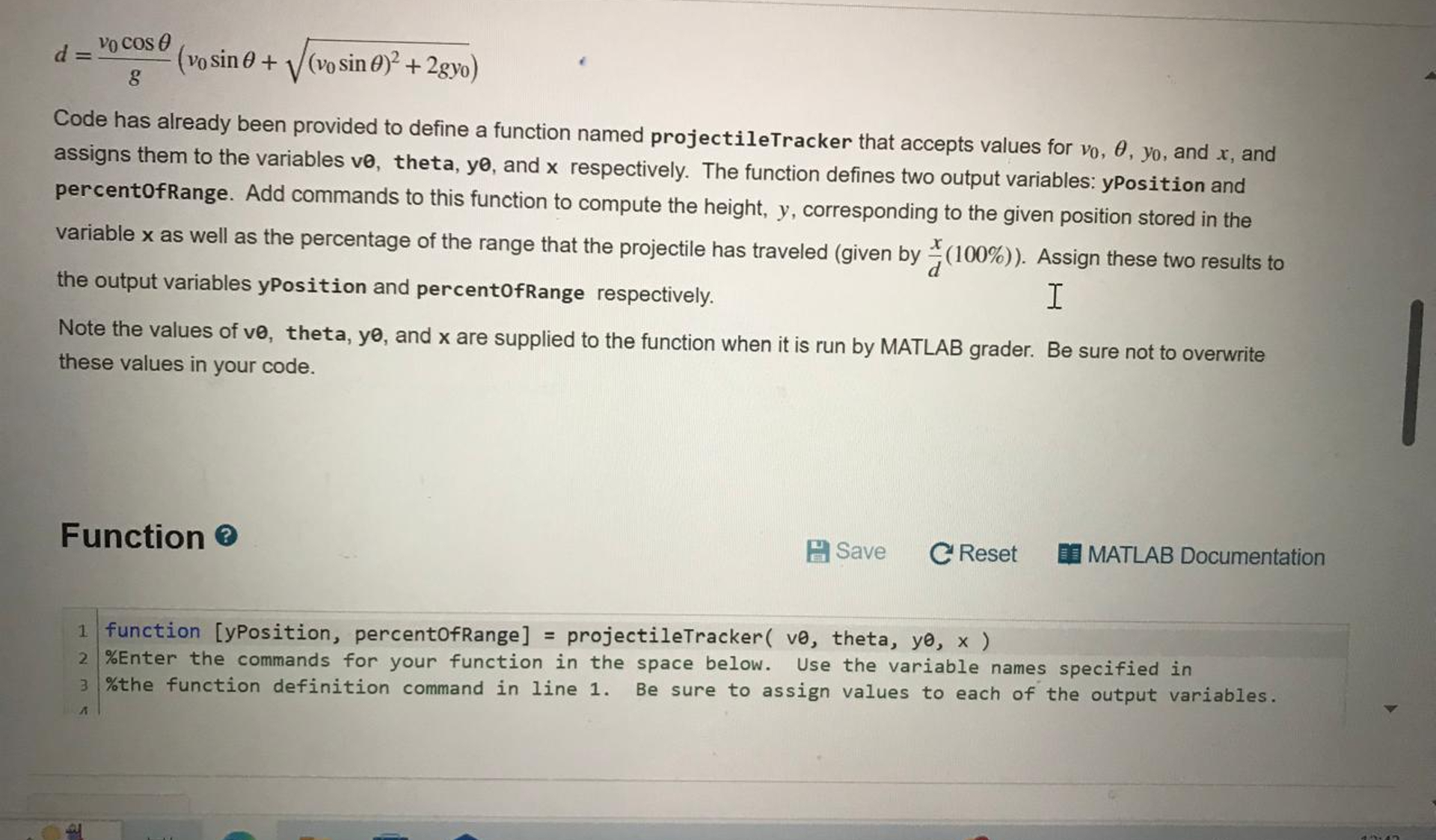 d = v 0 c o s g ( v 0 s i n + ( v 0 s i n ) 2 + 2