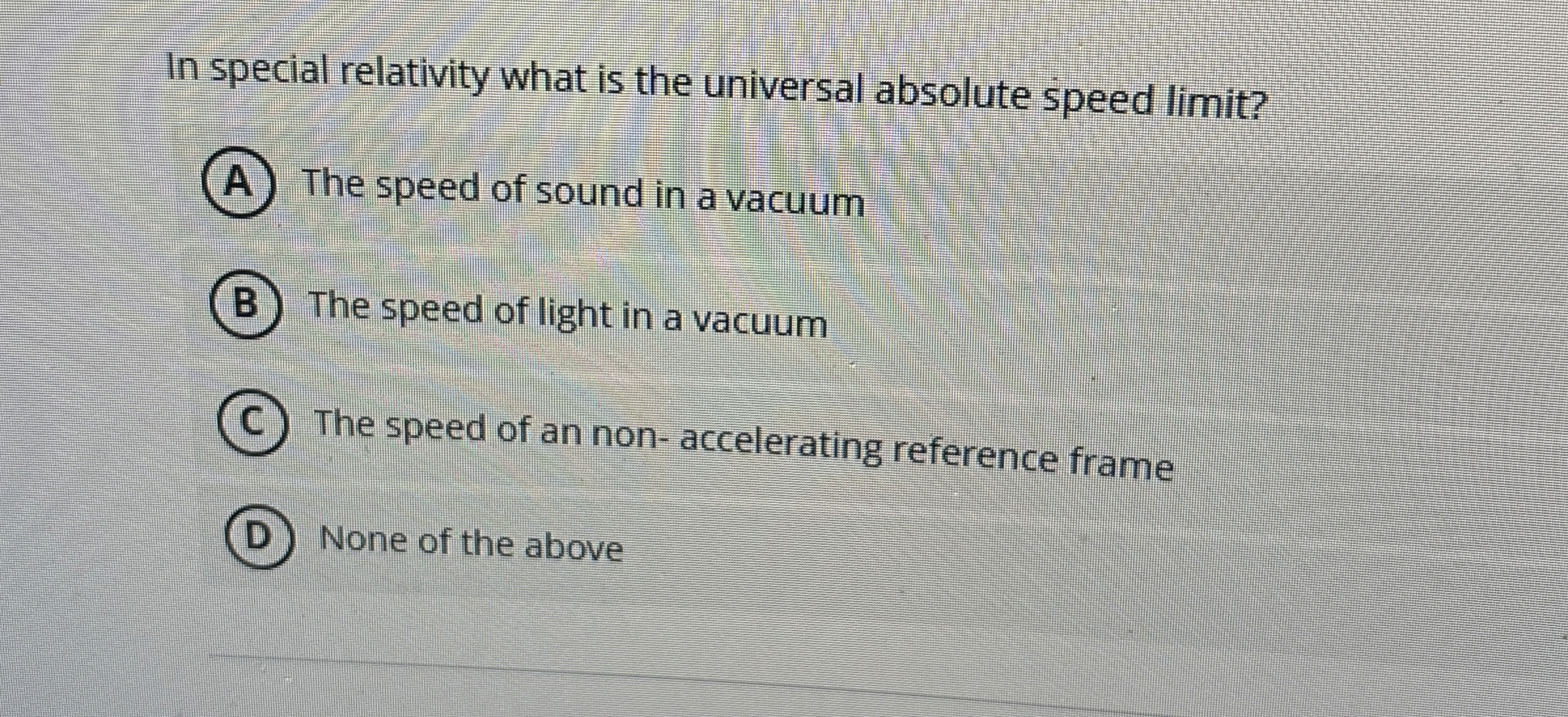 In special relativity what is the universal