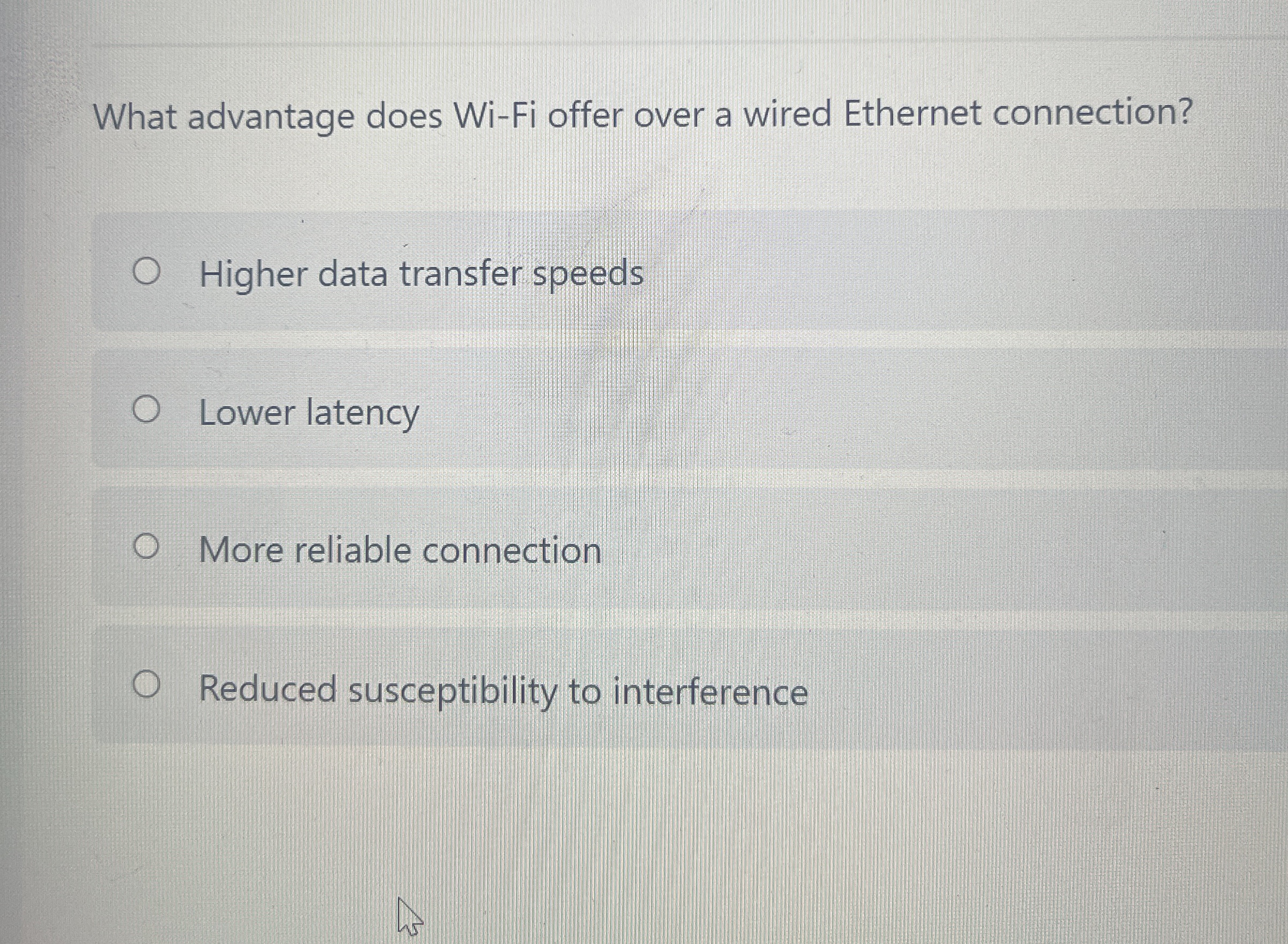 What advantage does Wi - Fi offer over a wired