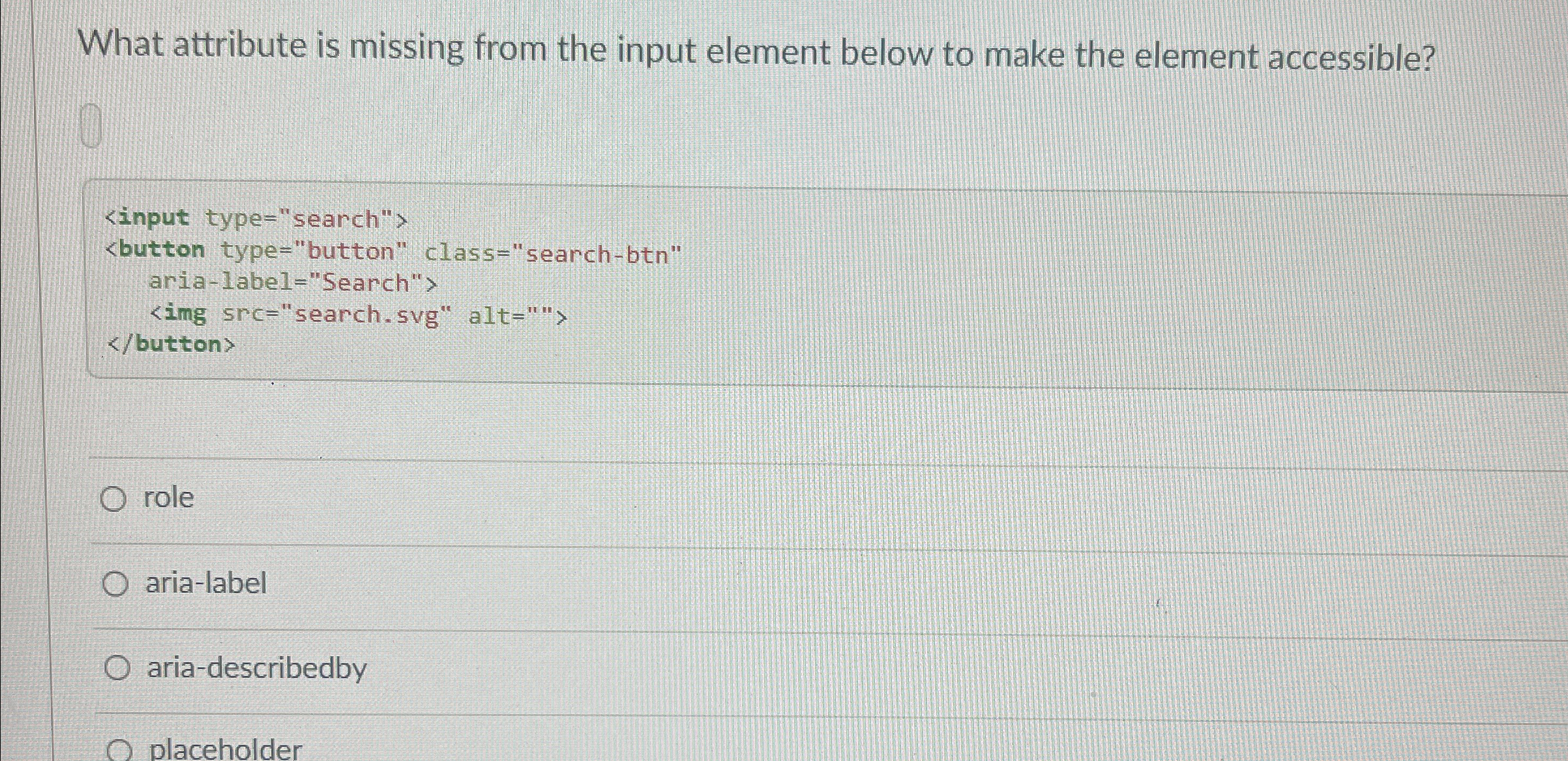 What attribute is missing from the input element