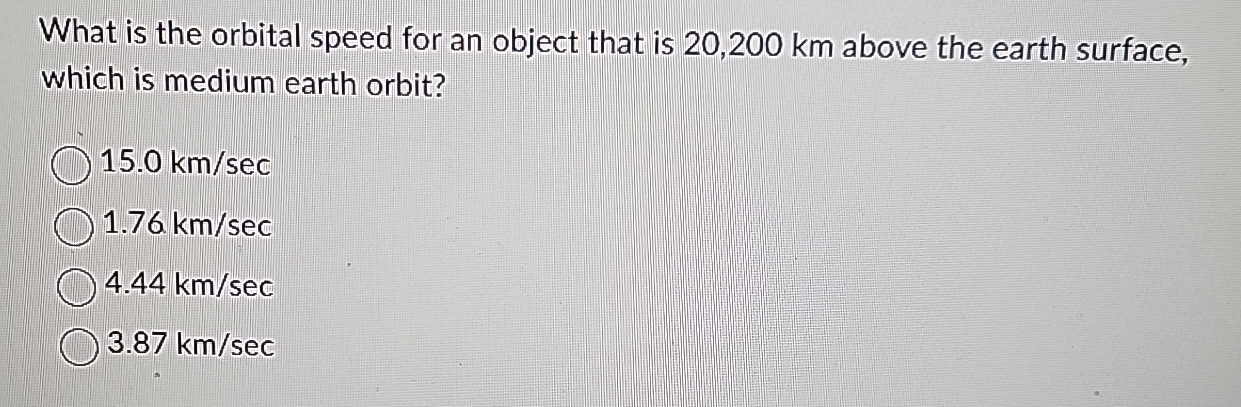 What is the orbital speed for an object that is 2