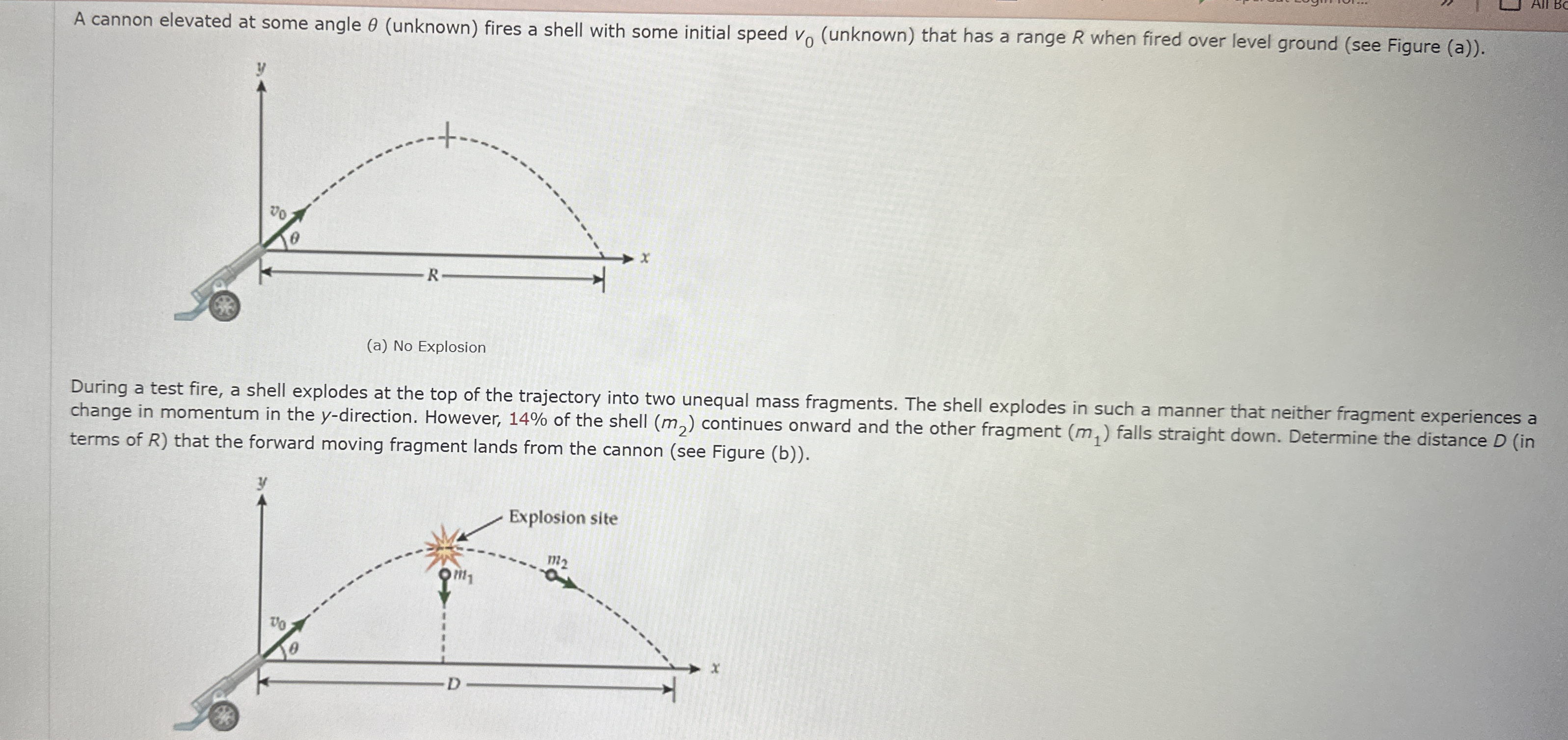 A cannon elevated at some angle ( unknown ) fires