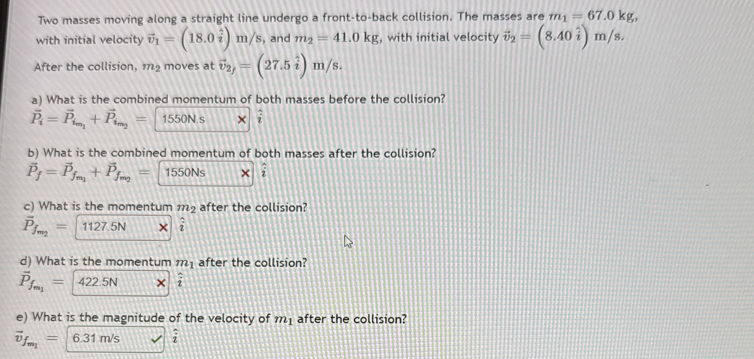Two masses moving along a straight line undergo a