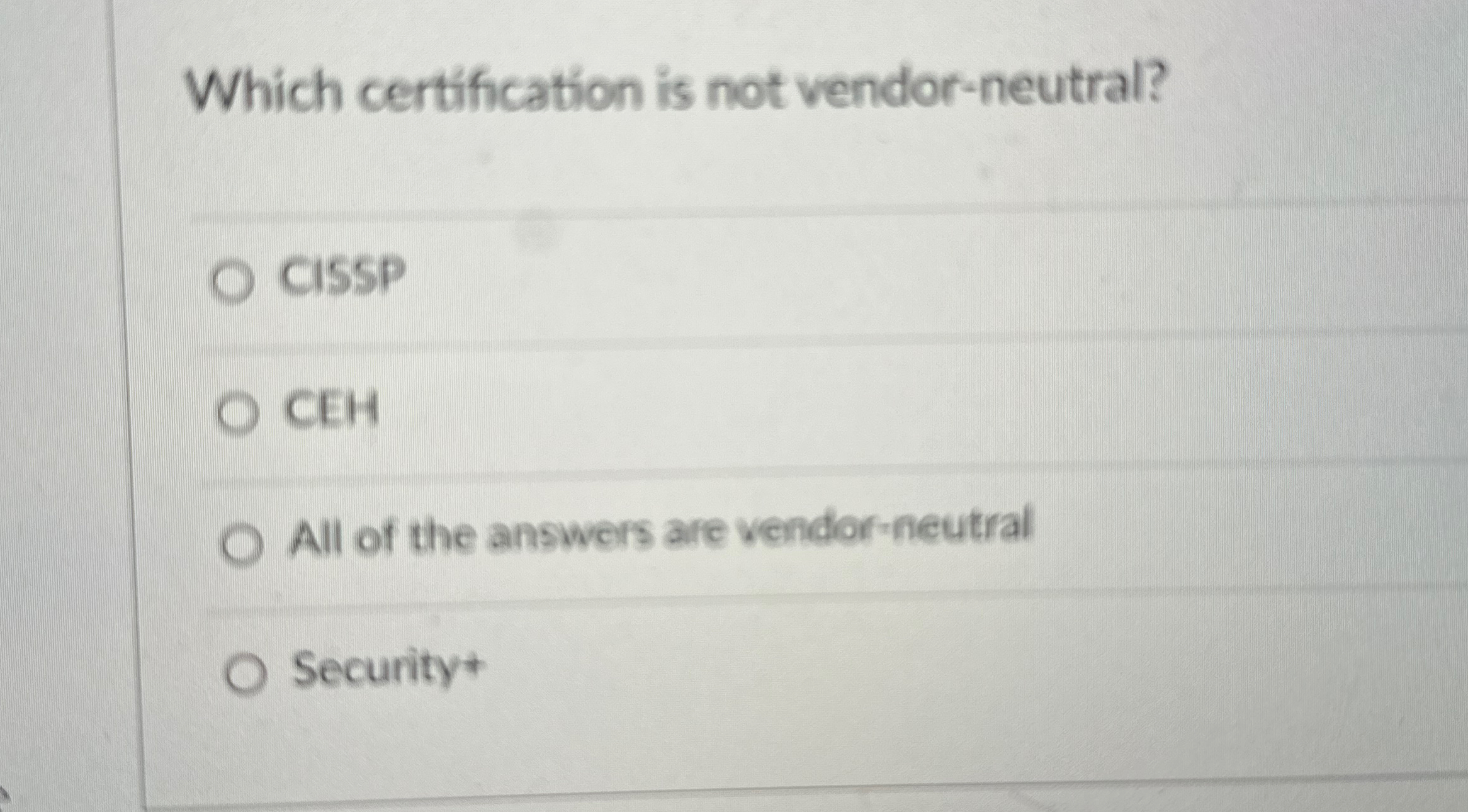 Which certification is not vendor - neutral?