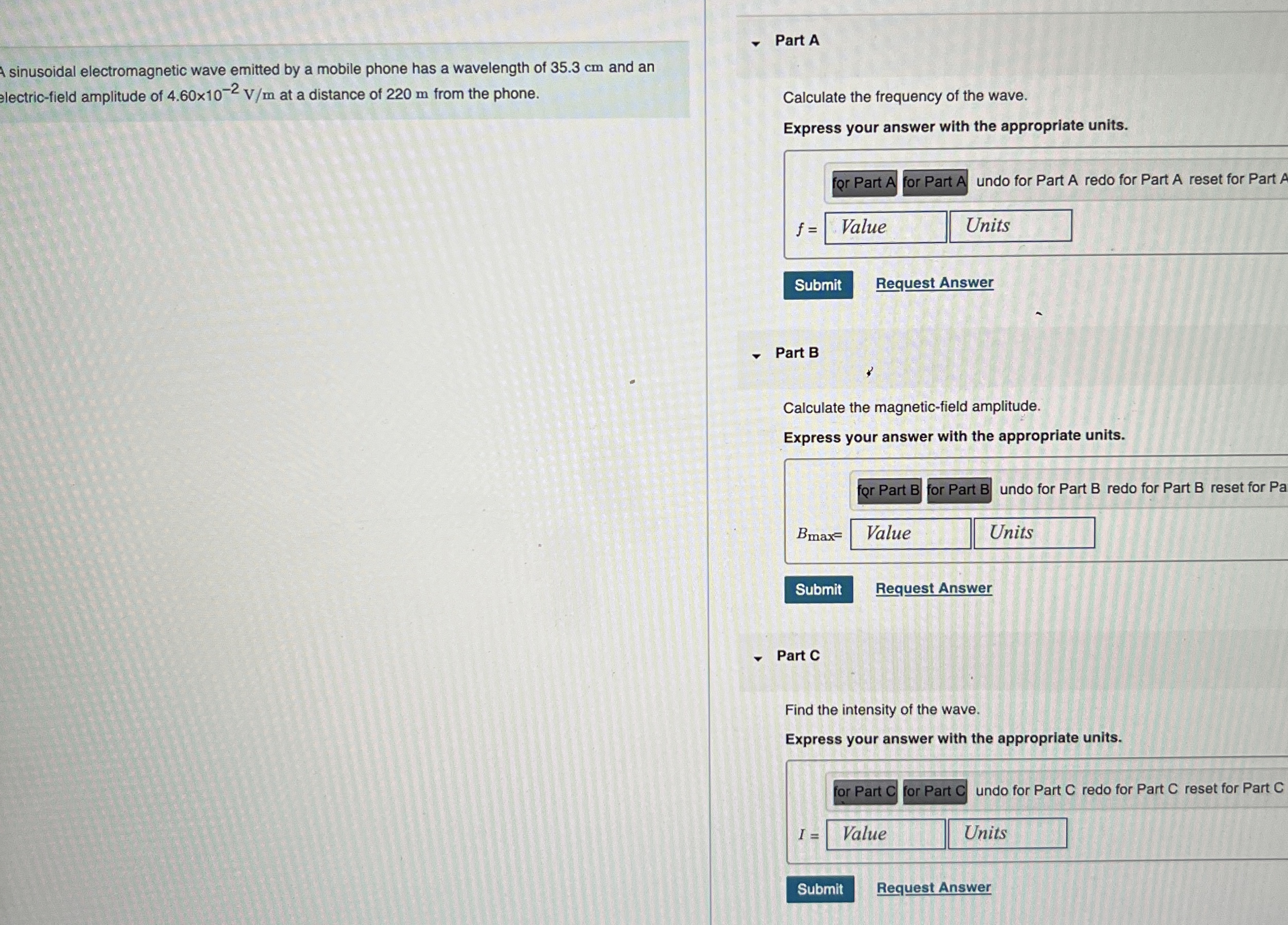 sinusoidal electromagnetic wave emitted by a