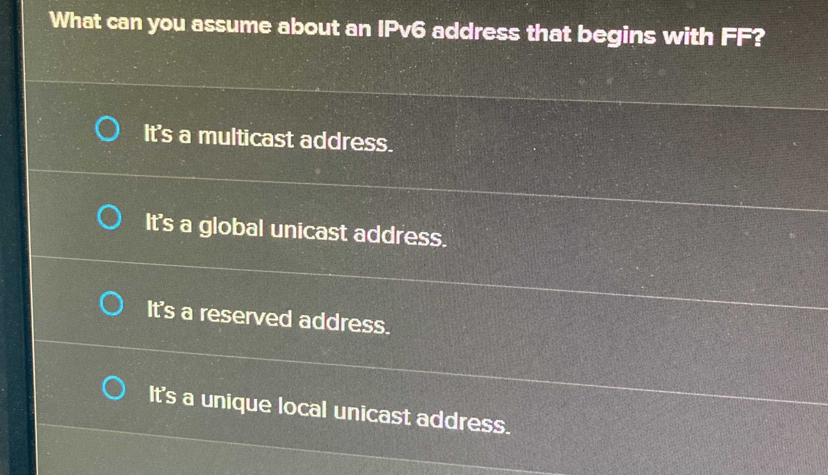 What can you assume about an Pv 6 address that