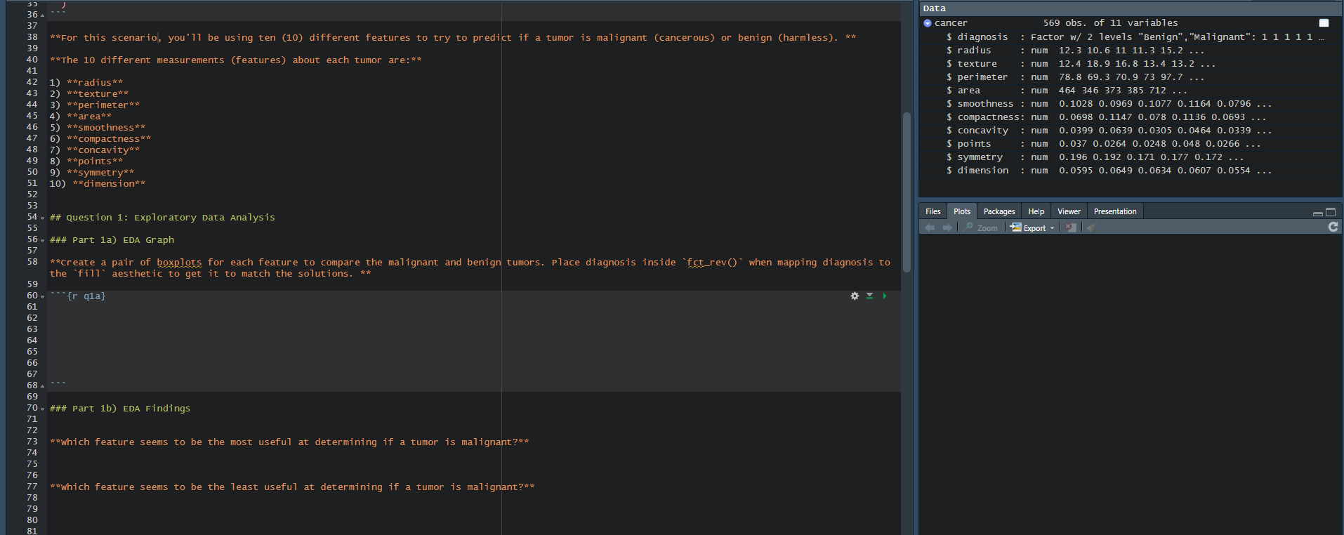 I am working on parts 1 a and 1 b in the