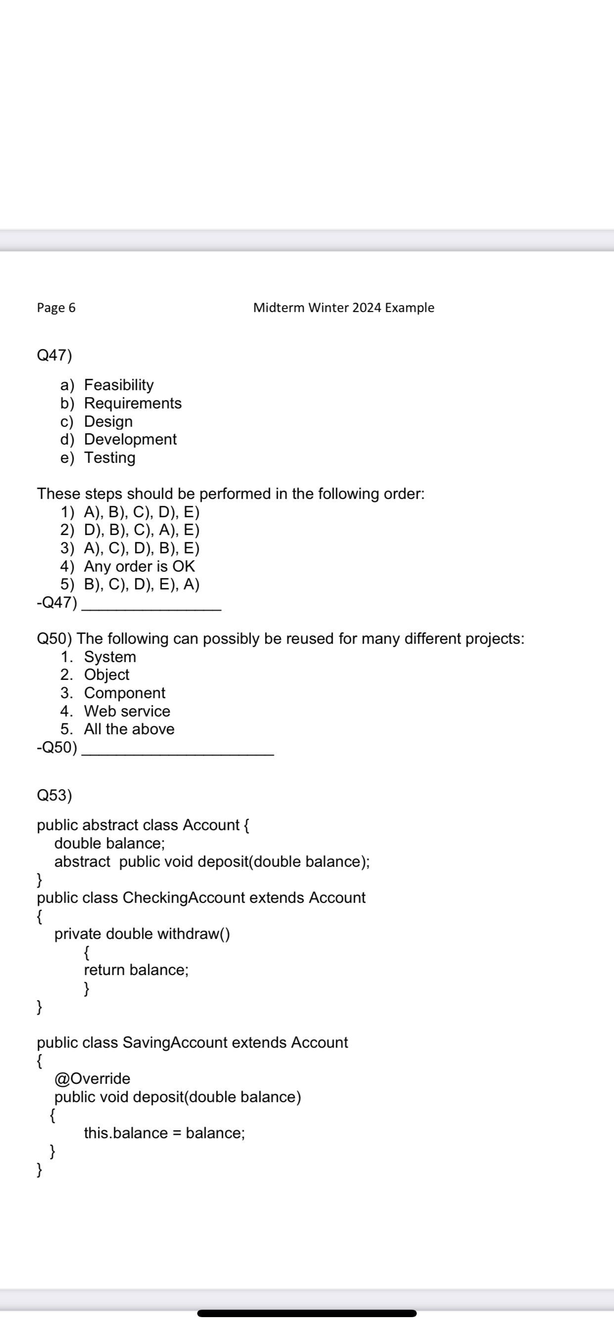 Page 6 Midterm Winter 2 0 2 4 Example Q 4 7 ) a )