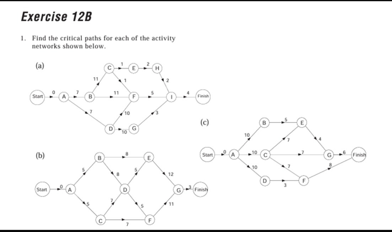 Exercise 1 2 B Find the critical paths for each