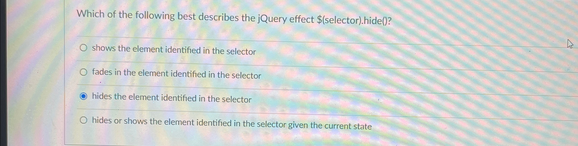 Which of the following best describes the jQuery
