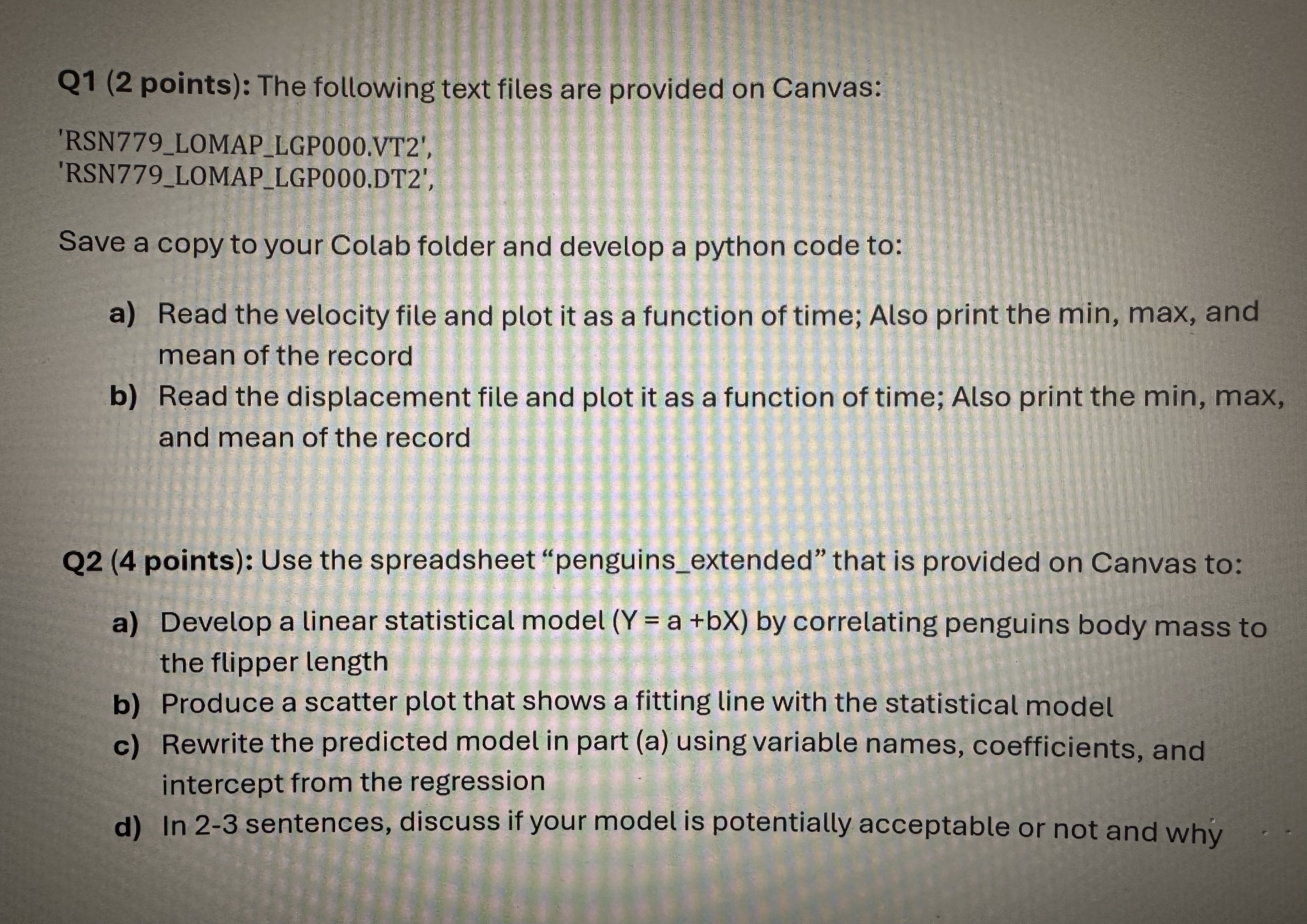 General help with steps to make plots, please Q 1