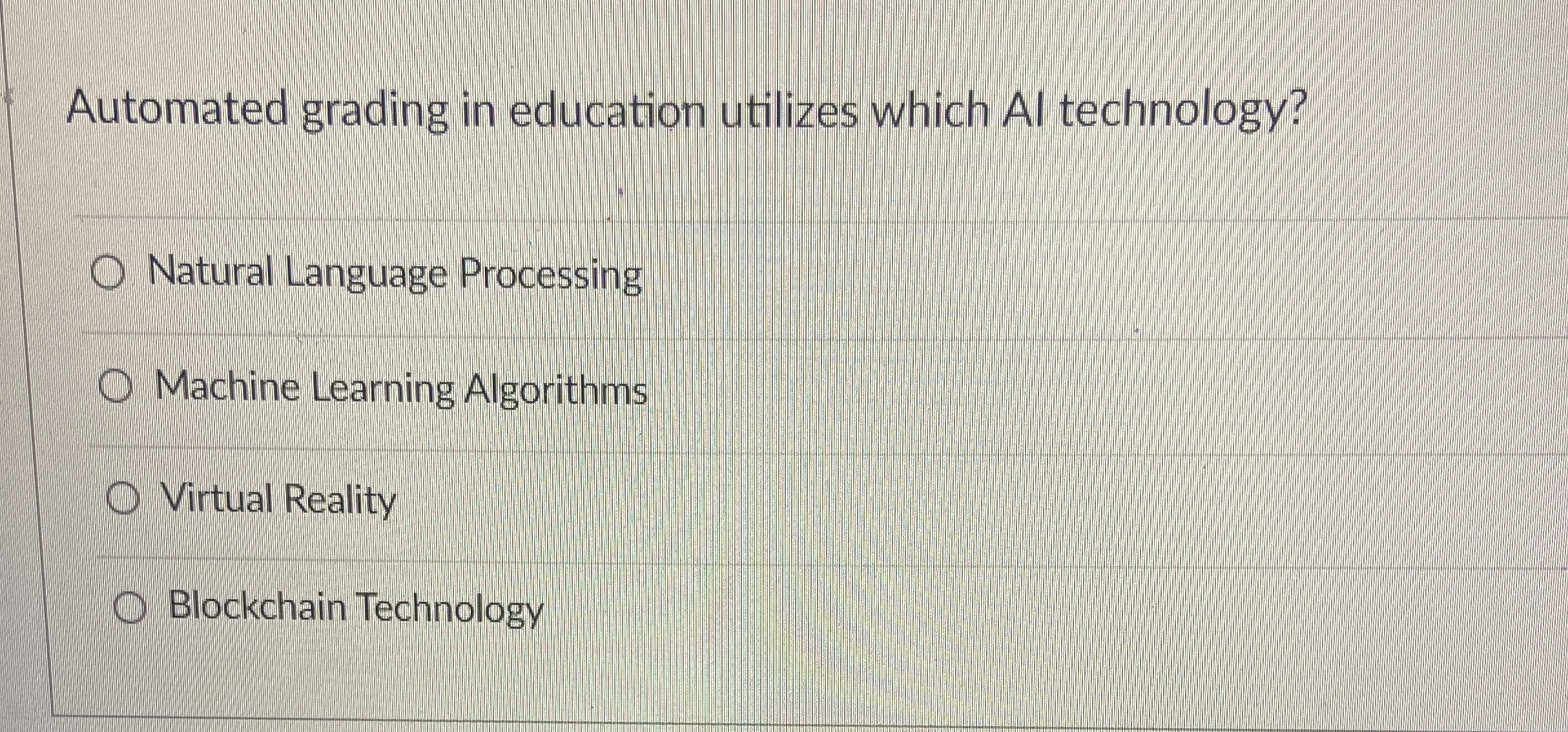 Automated grading in education utilizes which AI