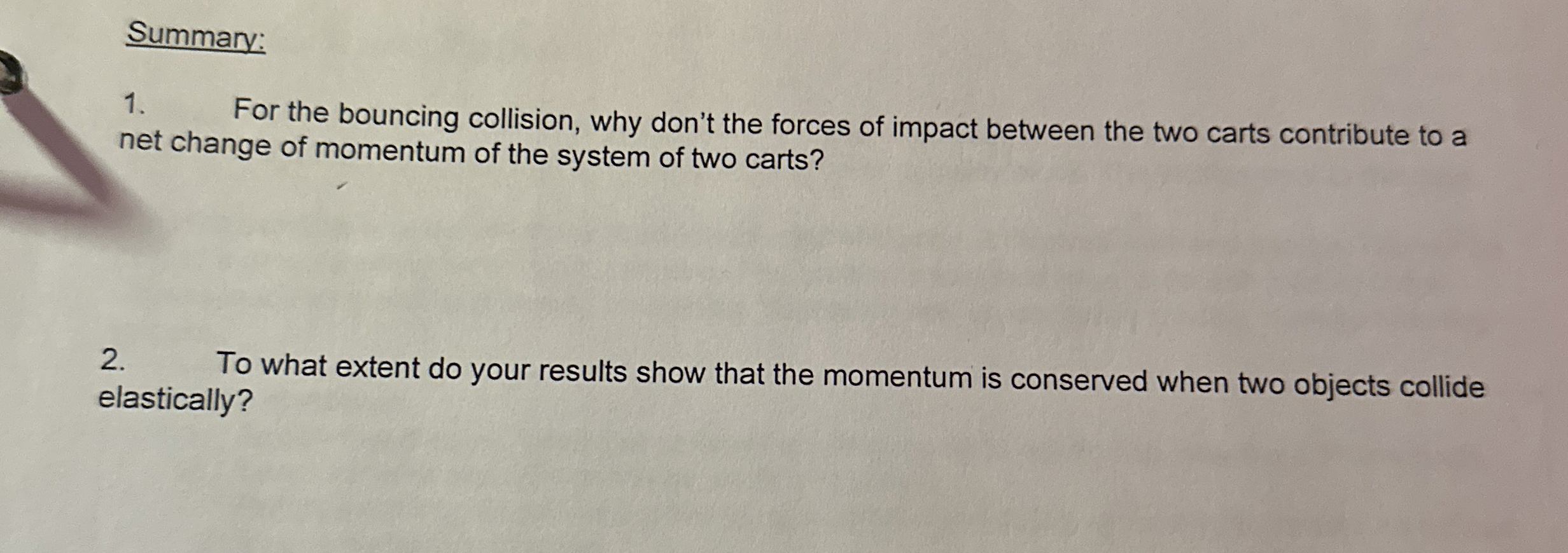 Summary: For the bouncing collision, why don't