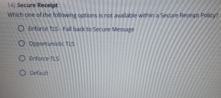 Secure Receipt Which one of the following options