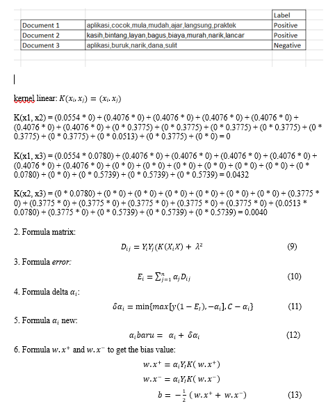 Based on the given kernel liner formula and data